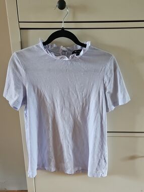ME+EM Light Lavender Ruffle-Neck Short Sleeve Tee Size 6